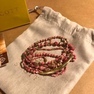 Kendra Scott Silver Beaded Bracelet Set in pink